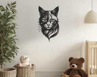 Metalen muurkunst kat, modern muurdecor, dierenmuur hangen, metalen muurkunst, huisdecoratie kat, housewarmingcadeau, Moederdagcadeau