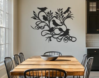 自然の壁アート、鳥の壁アート、金属製の壁装飾、モダンな壁掛け、庭の装飾、鳥の壁サイン、屋外装飾、新築祝いのギフト