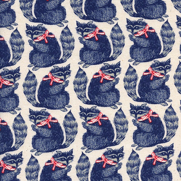 Cotton + Steel OOP | Bluebird 2016 | Snacks Raccoons Navy | Ruby Star Society | Quilting Cotton | By The Fat Quarter | BTFQ