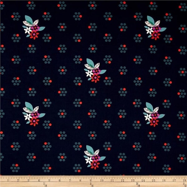 Melody Miller | Fruit Dots | Cotton + Steel | OOP | Ruby Star Society | Fruit Blossoms | Navy | BTFQ