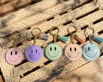 Smiley Face Keychain: Acrylic, Purse Charm, bag charm