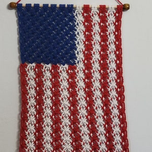 Macrame US Flag handmade. Support Flags- Blue Line, Red line, Military, EMS, Nurse, Dispatch, Corrections.