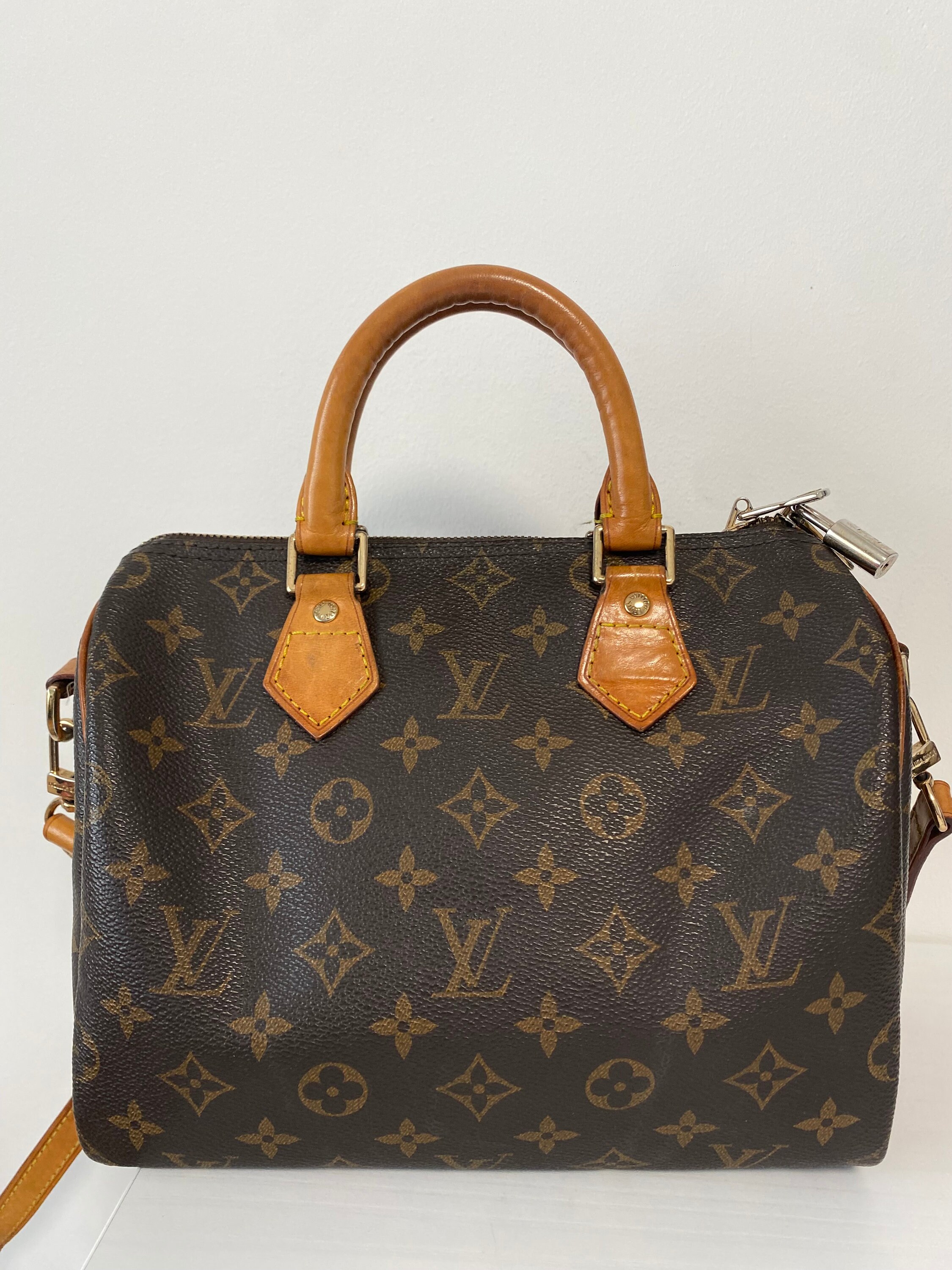 Louis Vuitton Leather Speedy 25 in Monogram