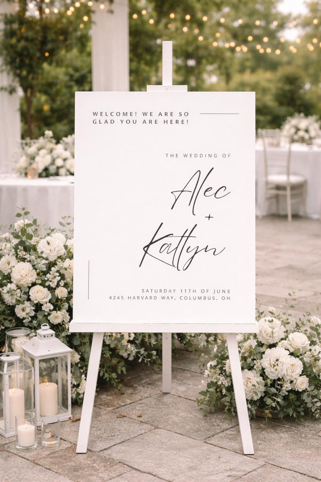 Modern Wedding Welcome Sign Template – Minimalist Script Names ...