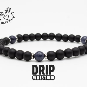 Handmade Sapphire & Black Onyx Bracelet: Men&#39;s September Birthstone Gift