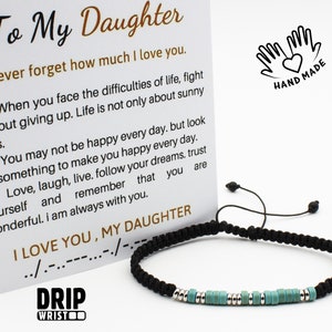 To My Daughter, I Love You Morse Code Bracelet, I Will Always Be With You, Secret Message Bracelet for Men Women, Daughter Gift from Mom Dad