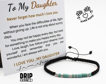 To My Daughter, I Love You Morse Code Bracelet, I Will Always Be With You, Secret Message Bracelet for Men Women, Daughter Gift from Mom Dad