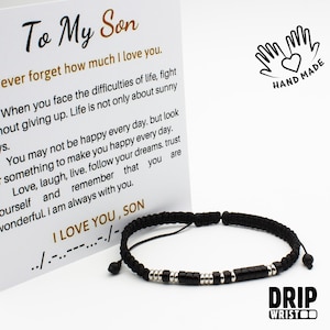 Morse Code Bracelet: &quot;I Love You&quot; Secret Message, Son Gift
