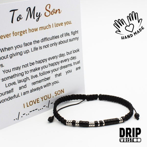 To My Son , I Love You Morse Code Bracelet , I Will Always Be With You, Secret Message Bracelet for Men Women , Son Gift from Mom Dad