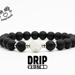 Moonstone & Black Onyx Stone Bracelet, Protection Bracelet, Mens beaded Bracelet, June Birthstone, the stone of new beginnings, Gift for him