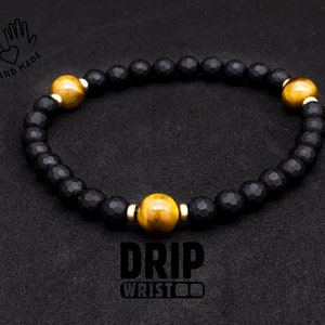 Tigers Eye & Black Onyx Balance Bracelet , Stretch Bracelet, Healing Bracelet, Men's Bracelet, June Birthstone, Loyalty Stone, 6mm
