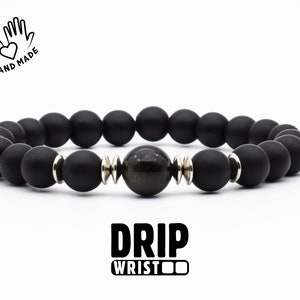 Golden Obsidian & Black Onyx Bracelet: Handmade Protection Jewelry