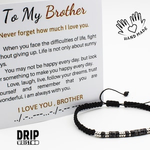 Morse Code &quot;I Love You&quot; Brother Bracelet: Onyx & Obsidian Gemstone