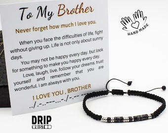 To My Brother , I Love You Morse Code Bracelet , I Will Always Be With You, Secret Message Bracelet for Men Women , Son Gift from Mom Dad