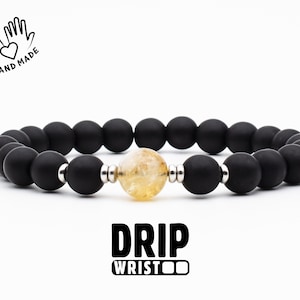 Citrine & Black Onyx Gemstone Bracelet: Men&#39;s Protection Jewelry