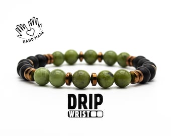 Jade & Matte Black Onyx Bracelet: Unisex Crystal Healing Jewelry