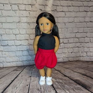 Red top bubble shorts