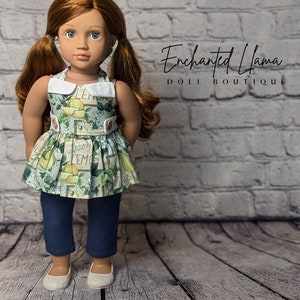Vintage Lemon Halter Top and Jean Pants Set for 18-inch Dolls