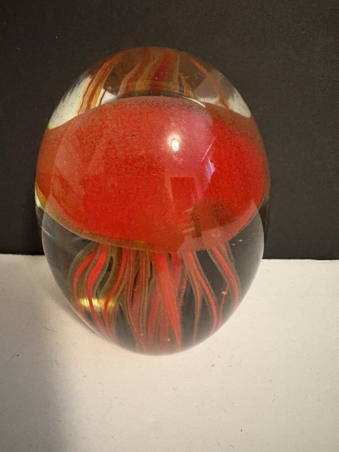 Red Jellyfish Paperweight Dynasty Gallery Handmade Glass 3.5"x1.75" - Etsy