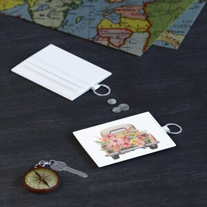 Tarjetero de piel saffiano con diseño floral, elegante billetera, regalo para ella, elegante portadocumentos, accesorios de primavera, elegante tarjetero