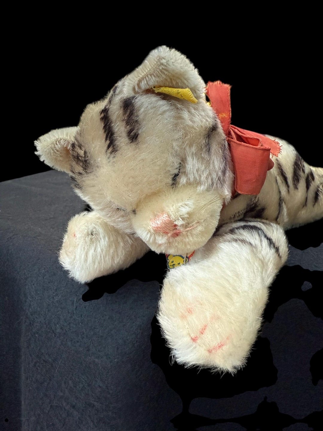 Vintage 1950s Steiff Floppy Kitty Plush – Sleeping Cat With Bell