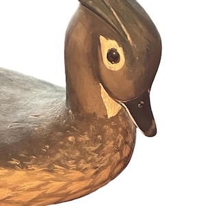 Vintage Hand-carved and signed wooden decoy 12 inches long