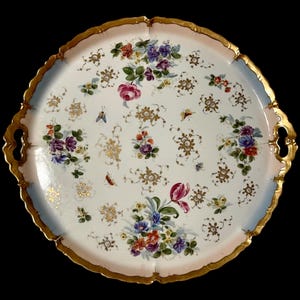 Large antique hand painted porcelain KPM tray