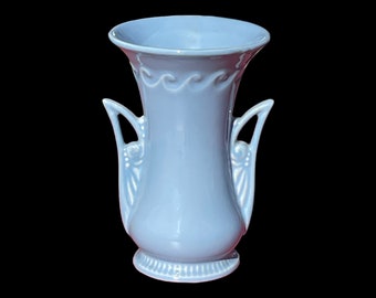 Lovely Abingdon Pottery double-handled Art Deco style vase in light blue