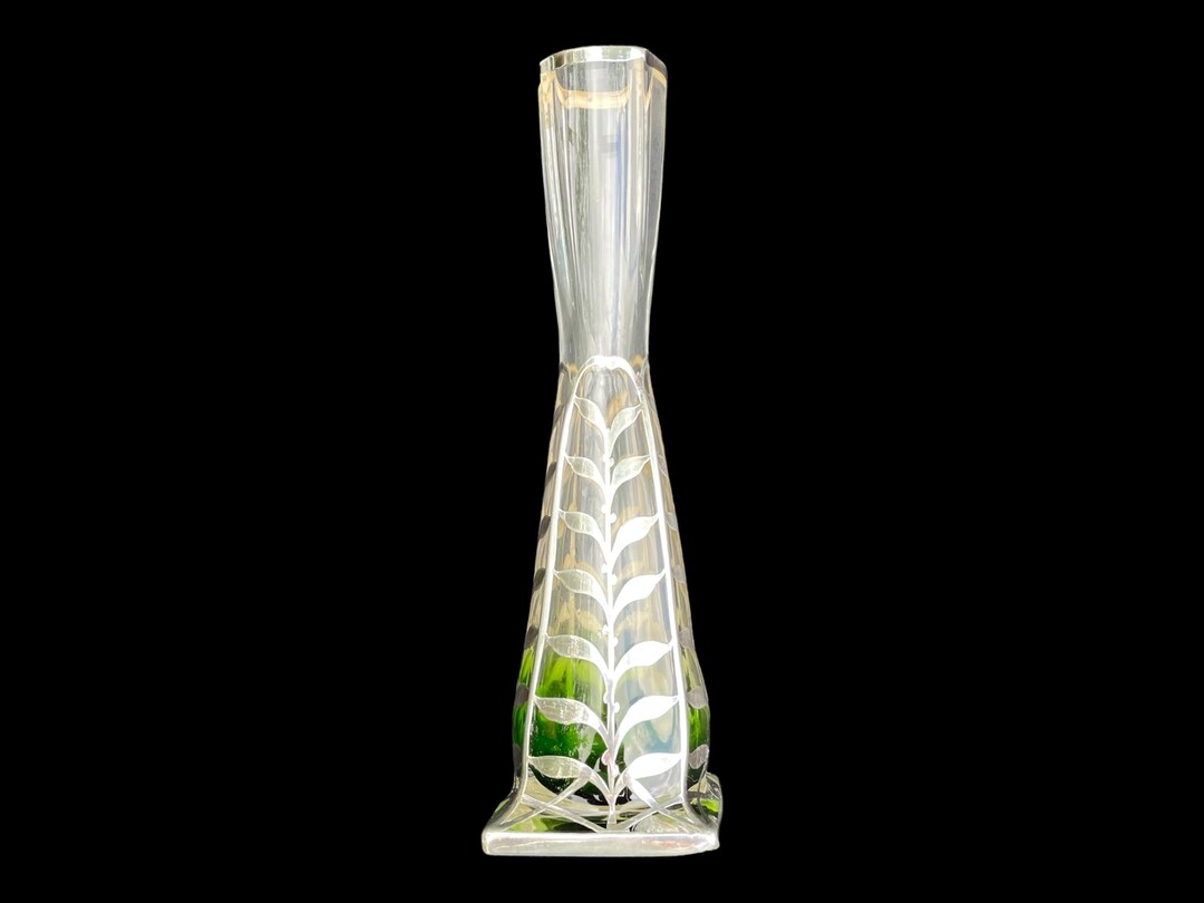 Art Nouveau Cased Glass Bud Vase With Sterling Overlay - Etsy