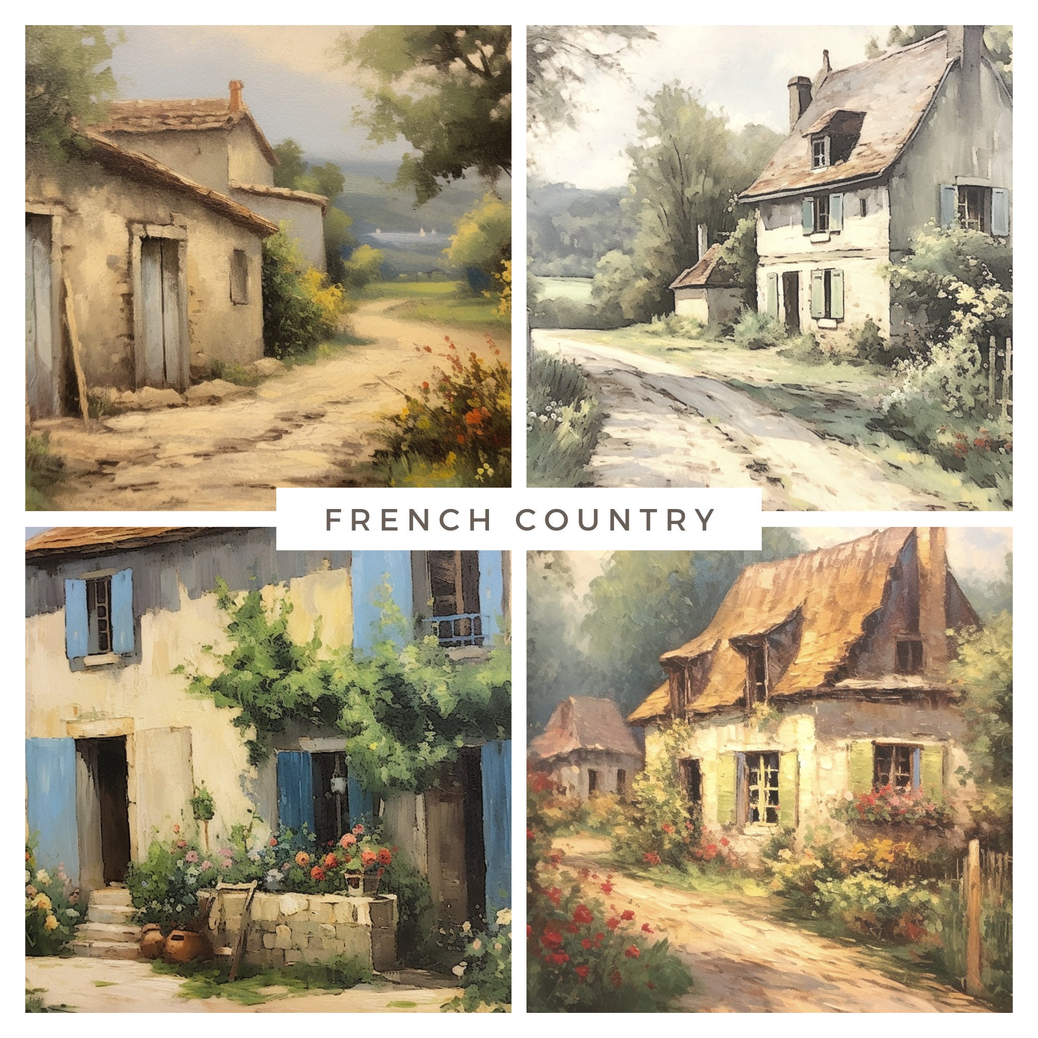 French Country Gallery Wall Art Set Vintage Living Room Decor PRINTABLE ...