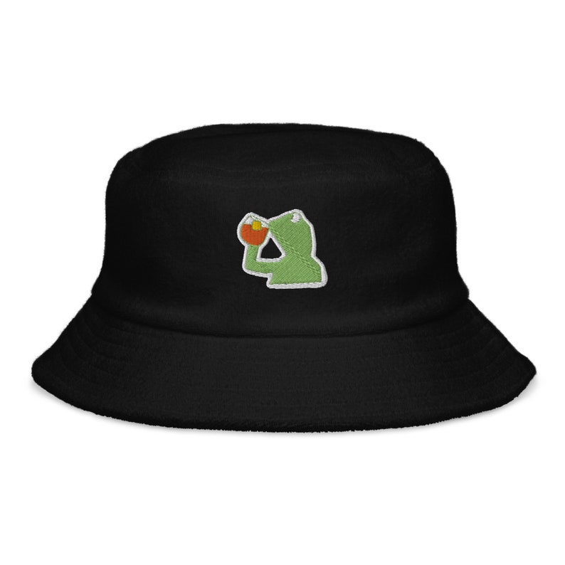 Kermit the Frog Bucket Hat Unstructured Terry Cloth Bucket Hat Kermit Hat Fashion Terry Etsy
