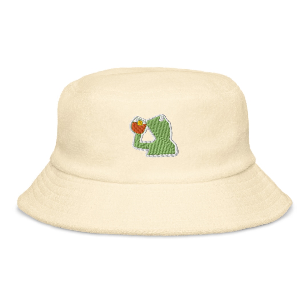 Kermit the Frog Bucket Hat Unstructured Terry Cloth Bucket Hat Kermit Hat Fashion Terry Etsy