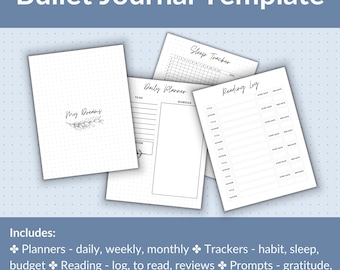 Bullet Journal-sjabloon: planners, trackers, leeslogboeken, dagboekaanwijzingen en meer!