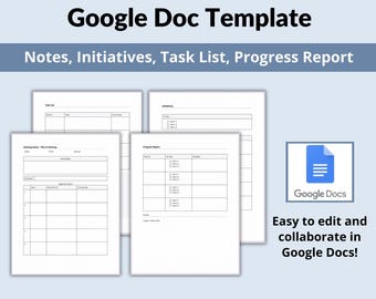 Sjabloon voor vergadernotities: notities, initiatieven, takenlijst, voortgangsrapport - Google Doc