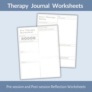 Therapy Journal Worksheets – Pre-session and Post-session Reflection Worksheets