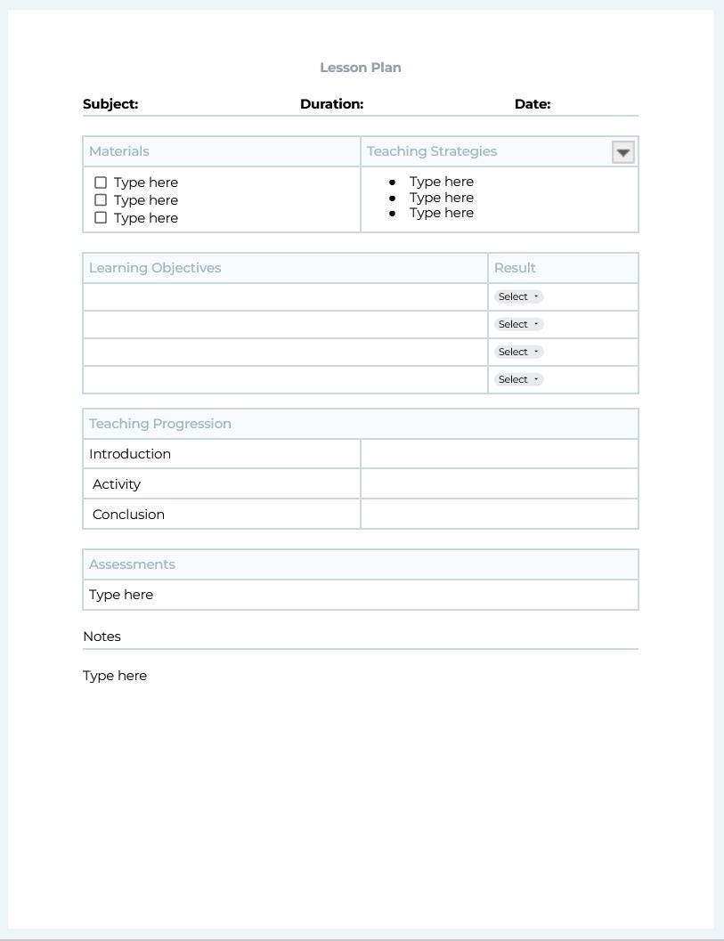 Lesson, Weekly, Unit Plan Templates - Editable Google Doc Templates - Etsy