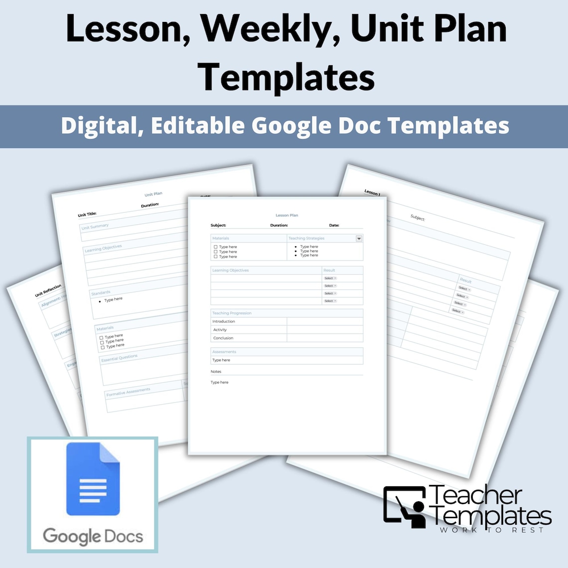 Lesson, Weekly, Unit Plan Templates - Editable Google Doc Templates - Etsy