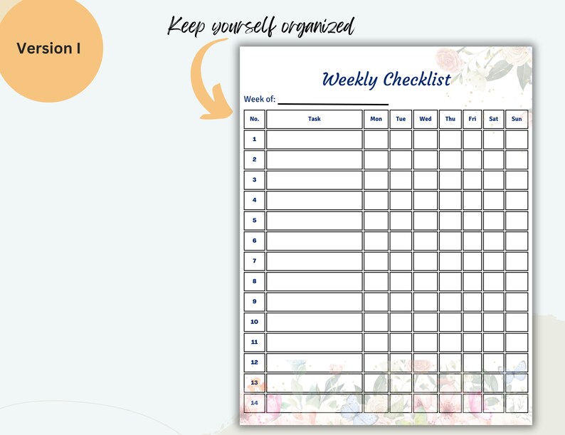 Checklist Rows Checklist Printable, Minimalist to Do List, Checklist, Weekly Checklist ...