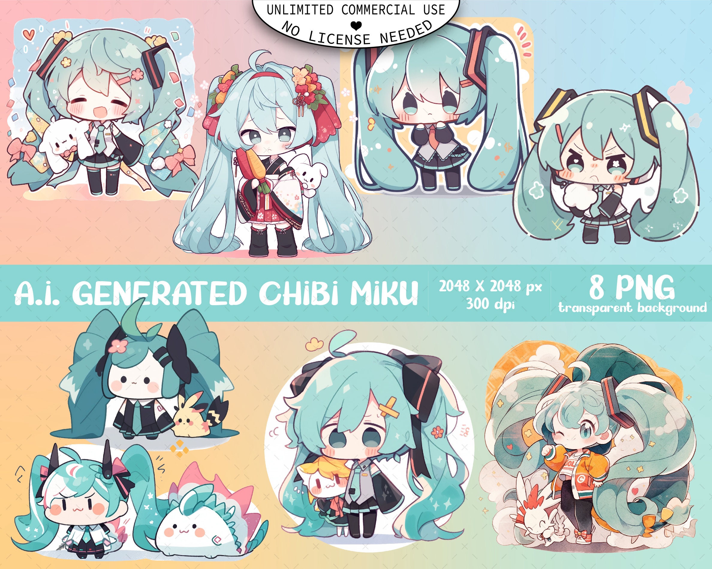 26 Chibi Miku Designs Bundle. Svg NOT LAYERED High Res 