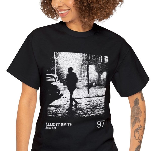 Elliott Smith / 2:45 / Camicia estetica dal design grafico minimalista, maglietta vintage della rock band Elliott Smith anni '90, merch di Elliott Smith