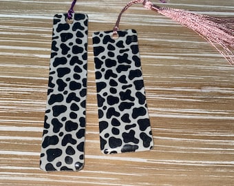 Polymer clay cow print bookmark