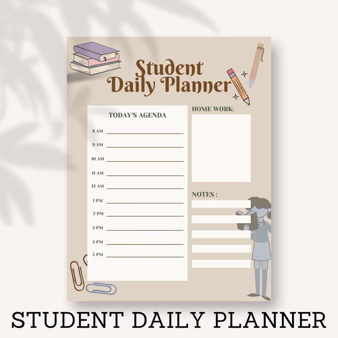 Study Daily Planner Student Daily Journal Printable - Etsy