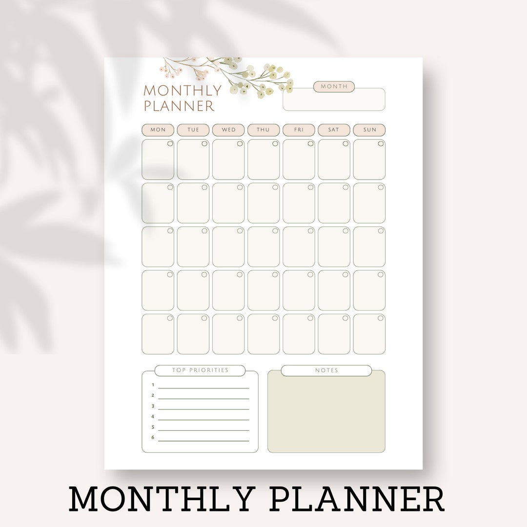 2023 2024 Monthly Calendar Printable Two 2 Page Lined Planner Insert ...