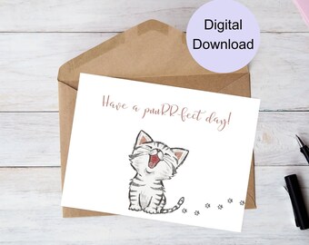 Cat Printable Birthday Card | Happy Birthday Card | Cute Cat Card | Pet Card | PDF | JPG