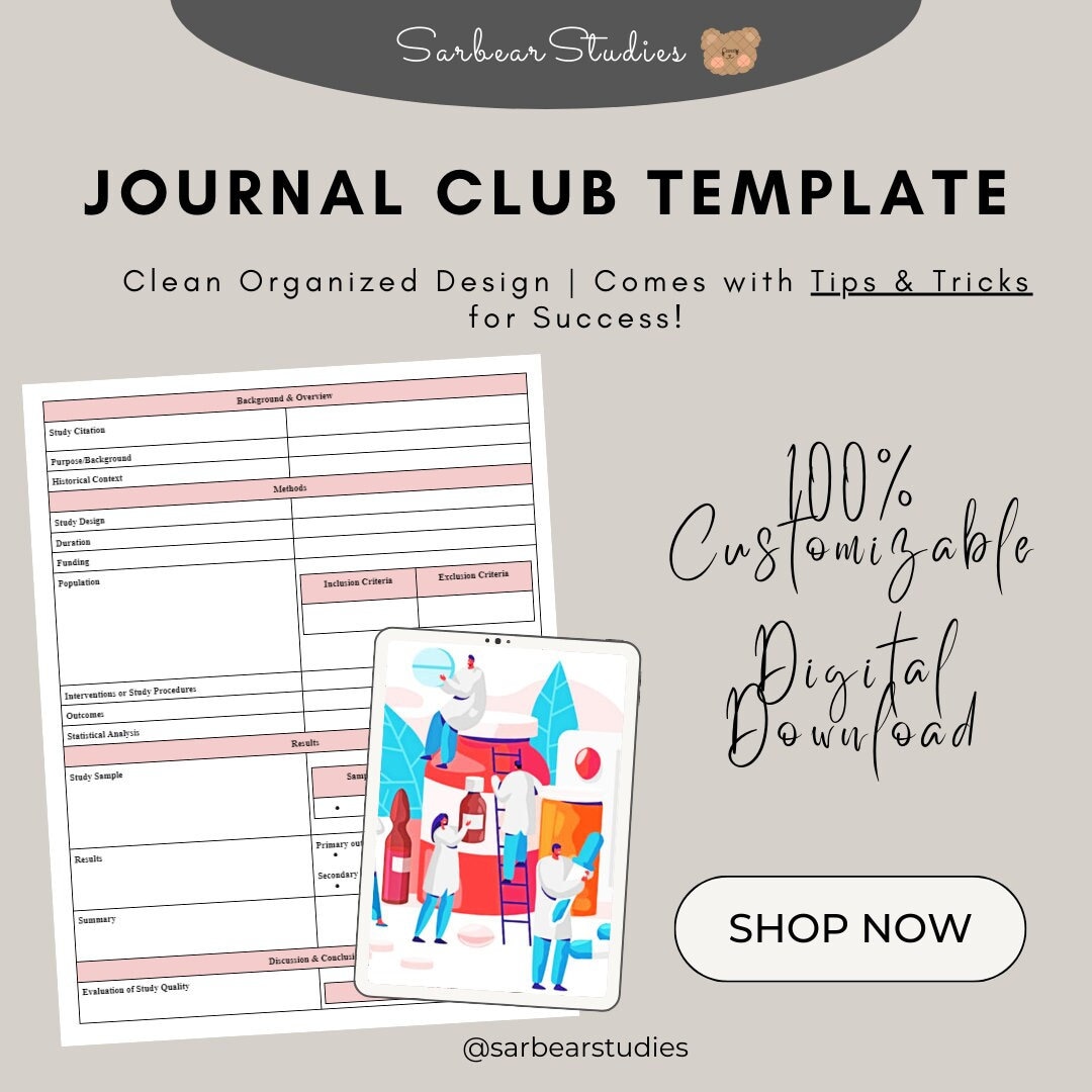 Pharmacy School Journal Club Template Journal Club Etsy
