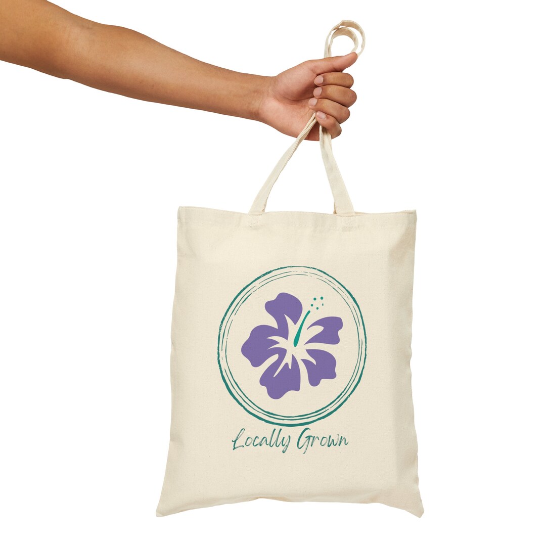 Locally Grown Cotton Canvas Tote Bag Hawaiian Tote Hibiscus Etsy