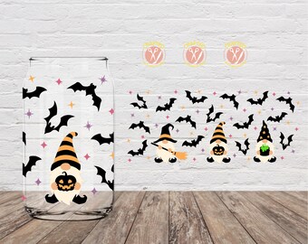 Halloween Gnomes Libby Glass with Bamboo Lid