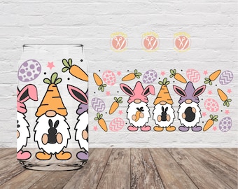 Easter Gnomes Libby Glass with Bamboo Lid