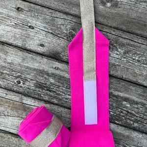 Raspberry pink Lamb/Sheep Leg wraps with sparkling gold straps