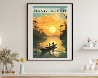 Póster de viaje de Bangladesh / Vintage / Viajes / Arte mural / Póster / Ilustración de Bangladesh / Regalo / Desh / Desi